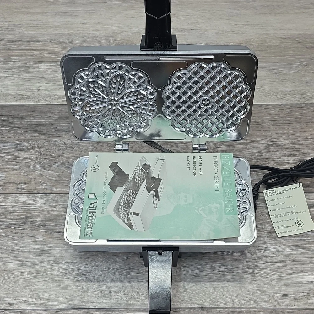 NWT Vintage VillaWare Prego Pizzelle Baker Belgian Waffle Maker Series II 3600
